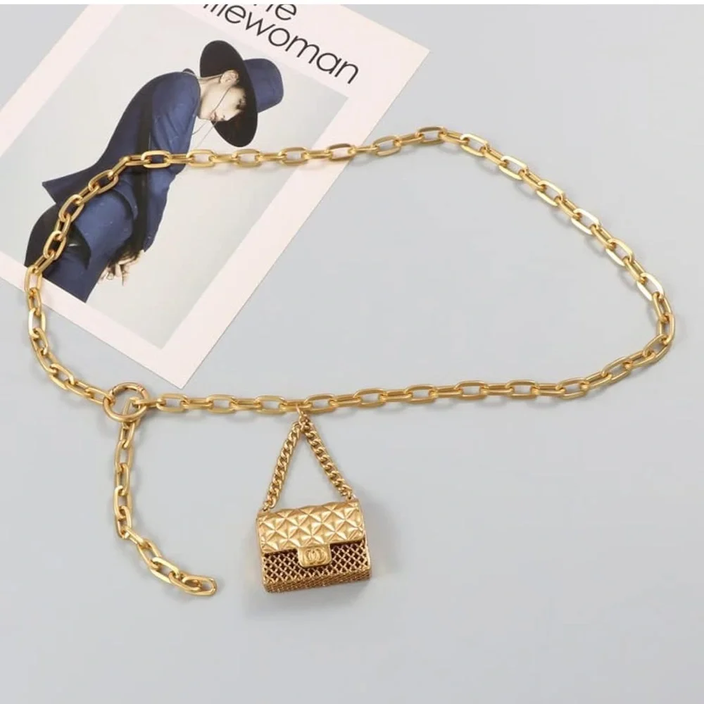 Gold Chain Waist Belt with Mini Bag